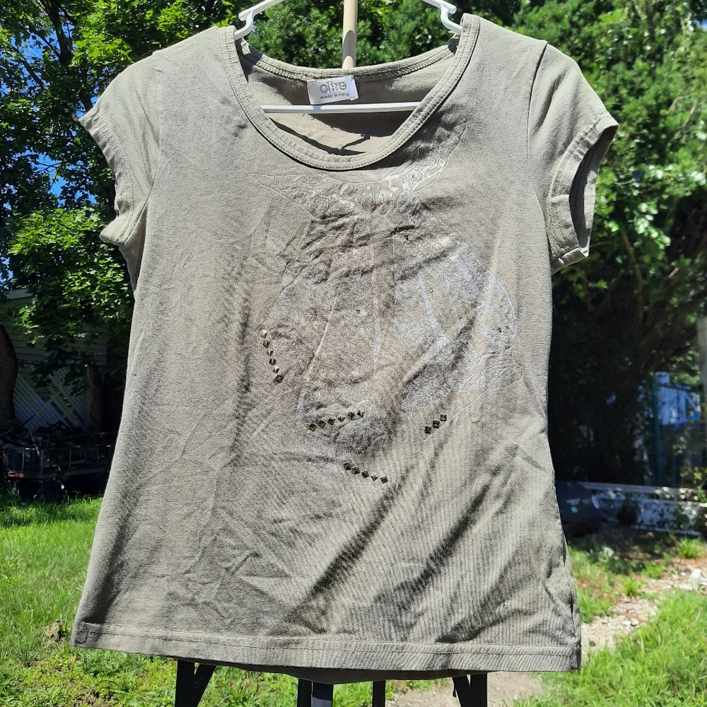 2000s Italian Designer Olive Baby Tee